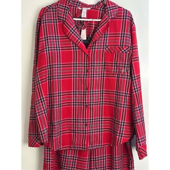 Victoria’s Secret NWT sz XL red plaid flannel pajama set with scrunchie - Picture 4 of 16